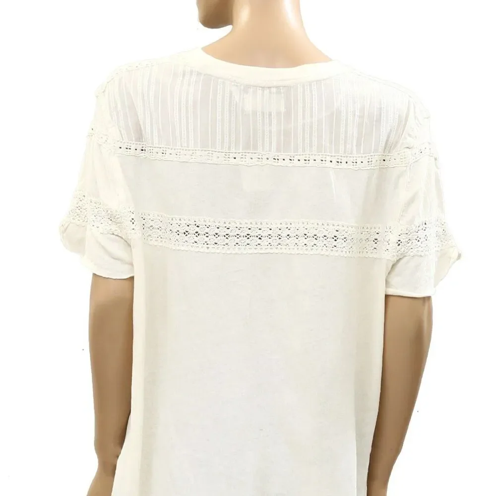 Free People We The Free Dorothy Tee Tunic Top Oversized Lace Ivory XS 286773 - Picture 6 of 6
